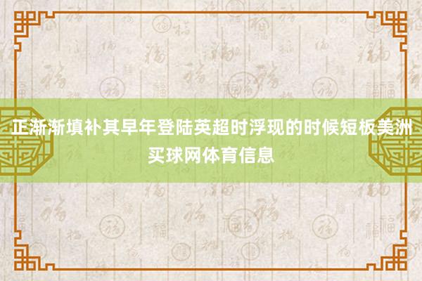 正渐渐填补其早年登陆英超时浮现的时候短板美洲买球网体育信息